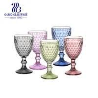 スプレーカラーパーティーウェディングデコレーションワイングラスカップカラーヴィンテージワイングラスエンボスガラスゴブレット
