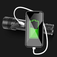 Lampe torche LED multifonction XHP70+COB en alliage d'aluminium, rechargeable par USB, zoomable, lampe torche tactique, lampe torche d'autodéfense