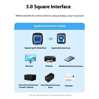 Câble d'imprimante USB 3.0, connecteur carré en cuivre pur, câble de données d'imprimante A/B, connexion informatique, câble d'impression USB