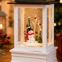 Weihnachtswasserlaterne, Leuchtende Retro-Laterne mit Weihnachtsmann und Funkelnden Schneeflocken Feiertagsdekoration