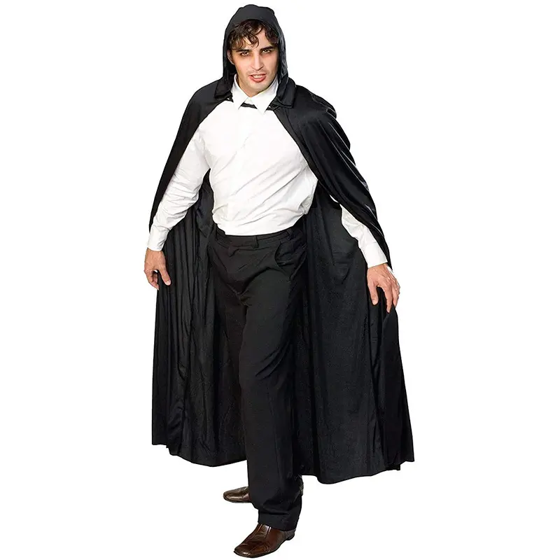 Robe à capuche noire pour enfants et adultes, Costume de Cosplay, Cape, Halloween