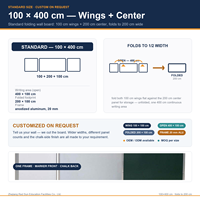 Tableau blanc double face pliable sur mesure pour salle de classe, tableau noir mural en tôle d'acier magnétique revêtue, vente en gros OEM