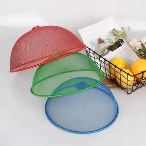 2pcs圆形金属网食品盖，13.78英寸网筛食品盖帐篷伞，可重复使用食品盖网