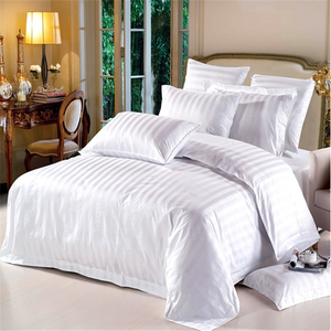 Drap de lit en tissu 100% coton doux à rayures, literie d'hôtel, bord 1000 fils, <span class=keywords><strong>blanc</strong></span> - Product Image 5