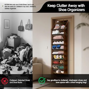 Over The Door <b>Shoe</b> Rack 10 Tier Heavy Duty Hanging <b>Storage</b> Organizer For <b>Shoes</b> Behind Door <b>Wall</b> <b>Mount</b> Hook Type Dark Curry - Product Image 6