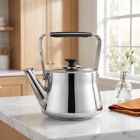 Bouilloire sifflante en acier inoxydable 1,5L/2L/3L, finition miroir poli, fond brasé, compatible induction/gaz, avec couvercle