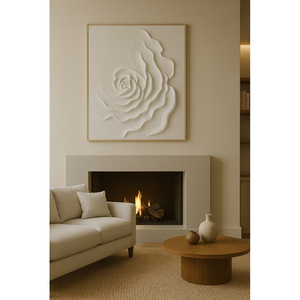 مجموعة لوحات فنية تجريدية ثلاثية الأبعاد مصنوعة يدويًا من الأكريليك بتصميم وابي سابي على قماش بيج محايد - Product Image 4