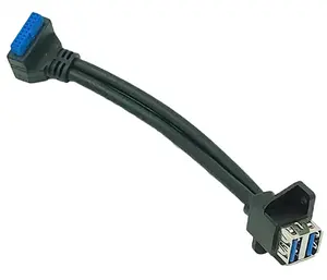 90 degree IDC 20 Pin to Dual USB 3.0 Extension Data Cable