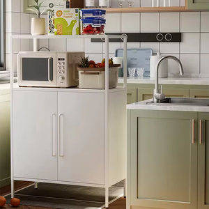 Buffet moderne en métal avec 2 portes en acier et étagère ouverte pour four à <span class=keywords><strong>micro</strong></span>-ondes pour la cuisine - Product Image 6