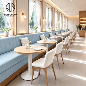 Set di Arredamento Elegante Ron Group, Divano a L in Tessuto, Sedia Personalizzata, Tavolo Quadrato in Legno per Ristorante - Product Image 2