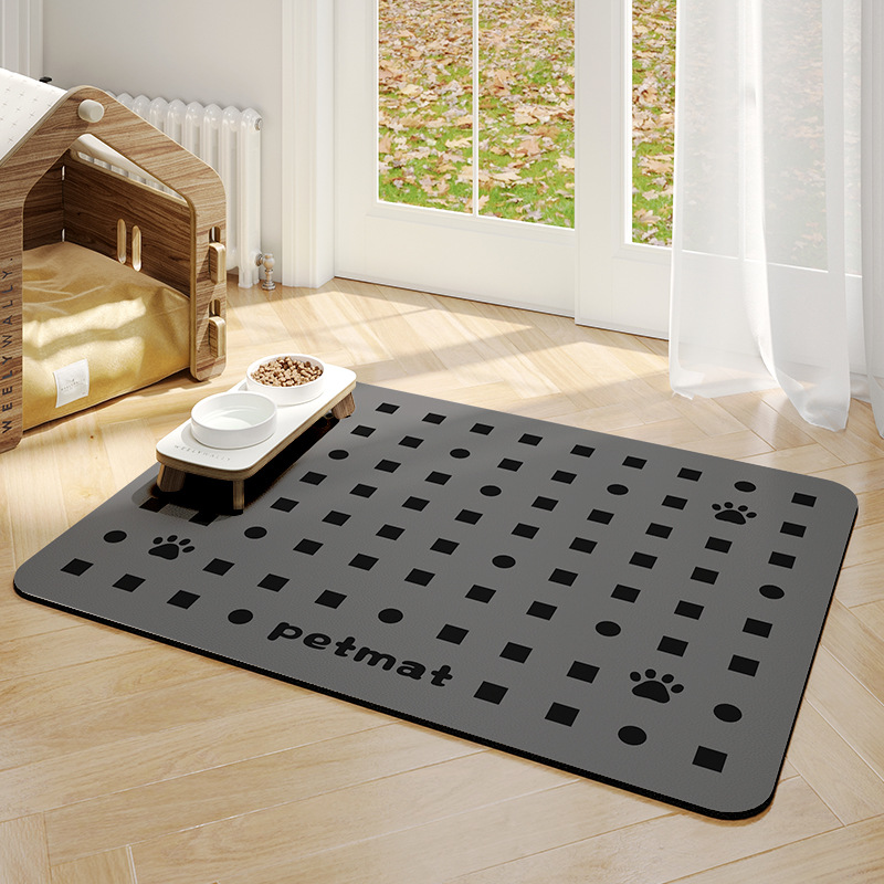 Tapis d'alimentation pour animaux sans lavage - tacheté gris foncé