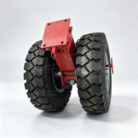 Roue pivotante pneumatique double robuste de 22 pouces avec frein, capacité de charge de 11 tonnes, absorption des chocs, fonctionnement silencieux pour terrains accidentés