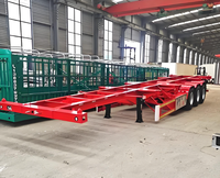 Semi-remorque châssis porte-conteneurs télécommandée 3 essieux 40 pieds 60T charge utile maximale suspension pneumatique en acier Chine