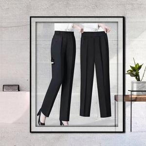 Nuovi <span class=keywords><strong>Pantaloni</strong></span> Slim da Donna, <span class=keywords><strong>Neri</strong></span> Lunghi <span class=keywords><strong>con</strong></span> Vita Alta Elasticizzata, Stile da Ufficio, Disponibili in Blu-Verde e Nero - Product Image 3