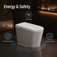 WC intelligent coloré à poser au sol avec siège chauffant, chasse d'eau automatique par capteur, couvercle automatique et télécommande