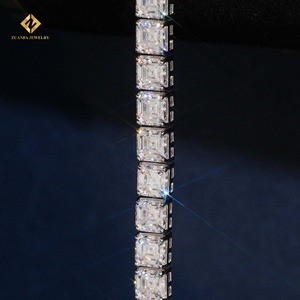 ZUANFA JEWELRY Moissanite Asscher Cut 5.5*5.5MM Tennis <b>Bracelet</b> 925 Silver Rhodium Plated Unisex Luxury <b>Bracelets</b> - Product Image 5