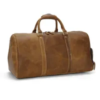 Genuine Leather Overnight Travel Bag for Men