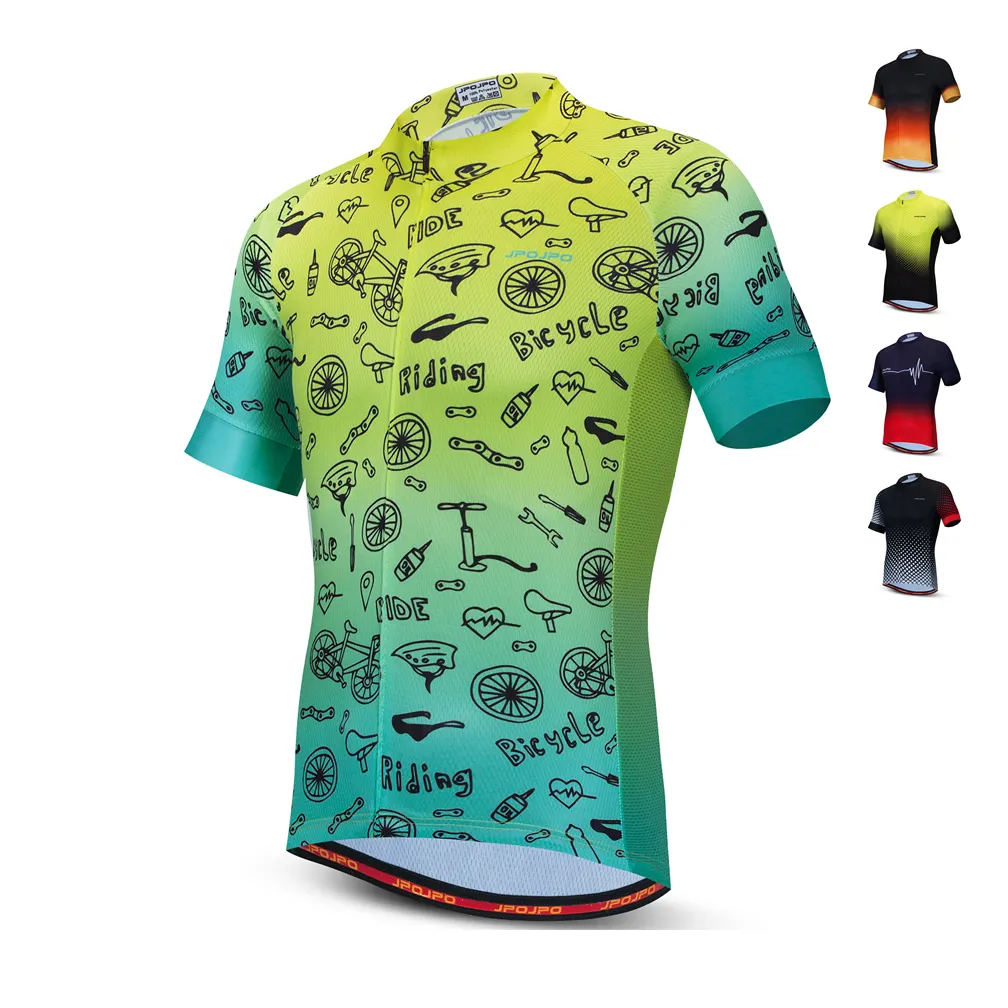 Maillot de cyclisme en polyester pour hommes, vente en gros, maillot de cyclisme à manches courtes, bon marché