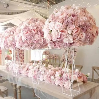 Fleurs et plantes décoratives OEM, centres de table pour événements de mariage, boule de fleurs artificielles en soie, décorations de mariage, fournitures