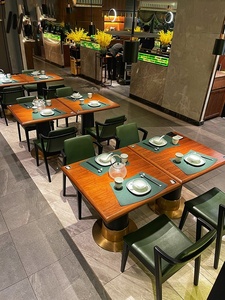 Ensemble <span class=keywords><strong>table</strong></span> et chaises de <span class=keywords><strong>restaurant</strong></span> commercial nordique moderne et durable, chaise longue en bois massif, 4 places - Product Image 2