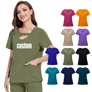 Venta superior uniformes médicos personalizados múltiples bolsillos enfermería Scrub mujeres Jogger estiramiento cordones Hospital Scrubs uniforme - Product Image 3