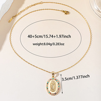 Collar con Colgante de la Virgen de Guadalupe en Tono Dorado Brillante y Deslumbrante, con Borde de Cuentas Turquesa, Joyería de Moda para Mujer, Regalo