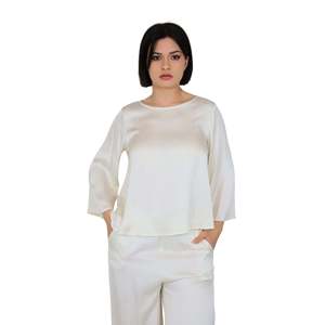 Camicetta da Donna Crema 53539097 a Maniche Lunghe Vestibilità Ampia per Uso Casual - Product Image 2