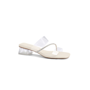 Sandali Trasparenti in PVC con Strass, Punta Quadrata, <span class=keywords><strong>Tacco</strong></span> Spesso in Cristallo, Nuova Moda Estiva, <span class=keywords><strong>Scarpe</strong></span> con <span class=keywords><strong>Tacco</strong></span> Alto da Donna - Product Image 4