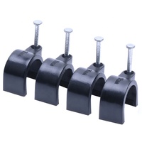 FSCAT 100 pièces/paquet Clips de câble coaxiaux en acier avec crochet en plastique circulaire Ethernet pour la gestion des câbles