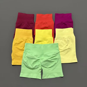 Shorts de sport sans couture <span class=keywords><strong>taille</strong></span> <span class=keywords><strong>haute</strong></span> élastique pour <span class=keywords><strong>femme</strong></span>, 45 couleurs, coupe pêche profonde, effet push-up, pour cyclisme, gym et yoga - Product Image 2