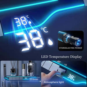 Ensemble de robinets de <span class=keywords><strong>douche</strong></span> doux avec affichage numérique de la température, à touches de piano argentées, à diodes électroluminescentes multifonctionnelles intelligentes - Product Image 2