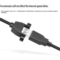 CABLETOLINK Cable de Extensión USB 2.0 en Ángulo, Macho a Hembra, Montaje en Panel con Tornillos, Lámina de Cobre Puro + Trenzado, 1m-5m, Transferencia de Datos para Computadora