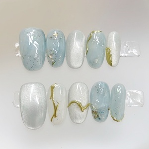 <span class=keywords><strong>Uñas</strong></span> Postizas Acrílicas Pre-Encoladas de Color Prensado UV Hechas a Mano, Diseño Cuadrado de Moda, Cobertura Completa para Dedos, Gran Venta - Product Image 2