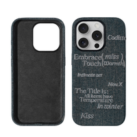 Étui de téléphone en toile denim pour la série 17, texte personnalisé, doublure premium, protection 360°, protection magnétique de l'objectif
