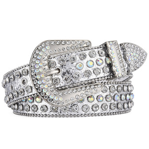 Designer Bb Simon Rivet Strass Sequin Hommes Casual Business <span class=keywords><strong>Ceinture</strong></span> À La Mode Acrylique Diamant Dames Boucle Style <span class=keywords><strong>Ceinture</strong></span> En Cuir - Product Image 1