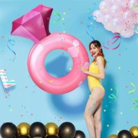 Bachelorette Aufblasbarer Diamantring Pool-Schwimmring 63x43 Zoll PVC-Material Rosa Erwachsenen-Party-Artikel