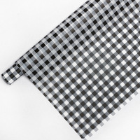 Kertas Pembungkus Bunga Gingham Tahan Air DLBZ, Kertas Kemasan Buket Matte Roll-up untuk Florist Grosir