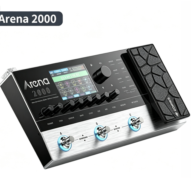 Donner Arena 2000 Guitar Effect Pedal Electric Guitar Multi-Effect Amp Simulation IR Recording Drum Machine Loop Function