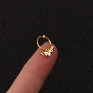 Novedad: Pendientes de Aro Clásicos de Acero Inoxidable 20GX6/8mm con Circonitas Colgantes para <span class=keywords><strong>Piercing</strong></span> de Tragus, Cartílago, Hélix y Rook para Mujer - Product Image 4