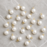 Perles rondes blanches à haute brillance, imitation perle de culture, avec breloques en métal pour la fabrication de bijoux DIY en gros
