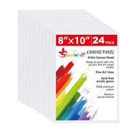 Secolorart, lot de 24 panneaux de toile en coton blanc de 3 mm d'épaisseur, 280 g/m², 8x10, pour la peinture, fournitures artistiques