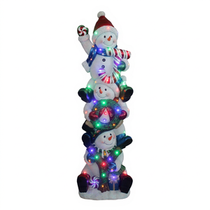 ตุ๊กตาหิมะซ้อนกันถือป้ายความสุขกับไฟ LED - Product Image 1