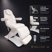 Table de soin électrique à 3 moteurs, rotative, avec accoudoirs amovibles, hauteur réglable, pour salon, spa, tatouage, traitement facial, clinique