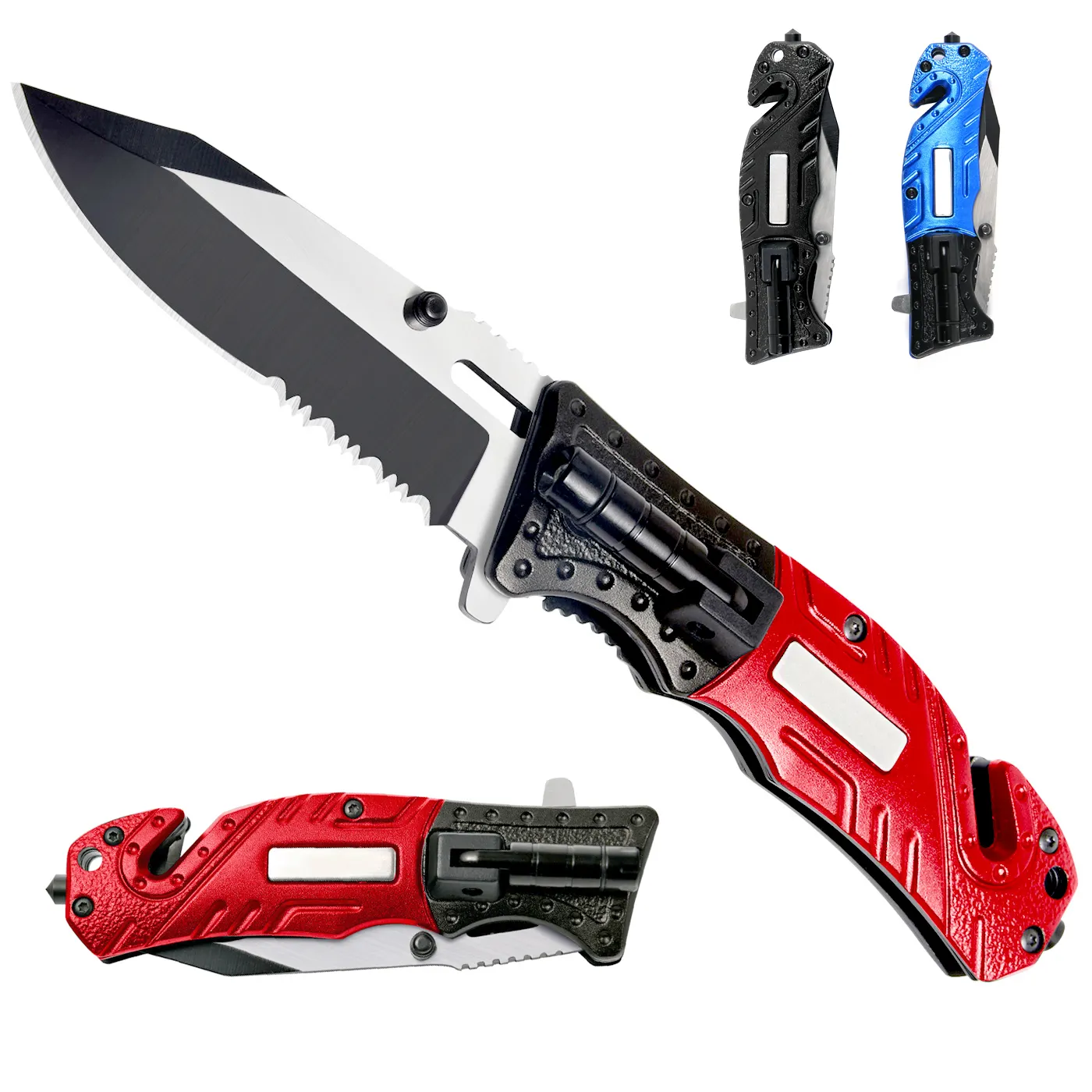 Dispatch Multi-Function Folding Knives with Glass Breaker LED Light Bottle Opener Survival Pocket Knife knifes couteau pliant