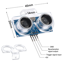 Modul Sensor Jarak Ultrasonik HC-SR04 3-5.5V dengan Rentang Deteksi 2cm-450cm dan Braket & Penyangga untuk Pemasangan