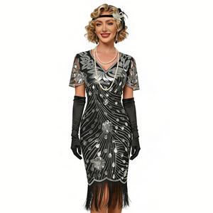 <span class=keywords><strong>Robe</strong></span> de soirée élégante et glamour pour femmes, style années 1920, franges, paillettes, <span class=keywords><strong>robe</strong></span> de flapper, années folles, <span class=keywords><strong>robe</strong></span> de cocktail Gatsby avec manches courtes pour femmes - Product Image 3