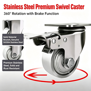 Stainless Steel Polypropylene Swivel Caster Wheel 125mm Firm Tread Ball Bearing Sealed Polished Industrial Grade Custom Base - Product Image 4