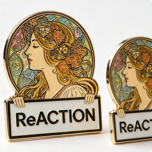 ReACTION Cubist Face Art <b>Pin</b> Gold Plated Metal Enamel Collectible <b>Badge</b> - Product Image 3