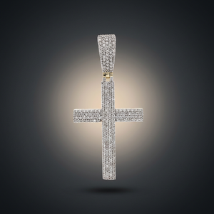 Colgante de Cruz con Diamantes en Oro de 14K y Baño de Rodio, Diamantes Naturales Engastados en Pavé, Joyería Religiosa Cristiana, Símbolo de Fe, Regalo para Fiestas - Product Image 3