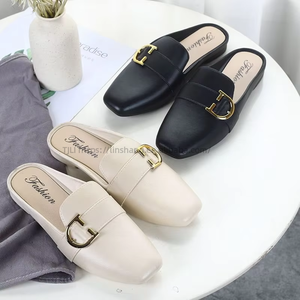 Women's Summer Korean-Style <b>Half</b> Toe Slippers Casual Non-<b>Slip</b> Sandals <b>Slip</b>-On Flat Design for Students Internet Celebrants - Product Image 3